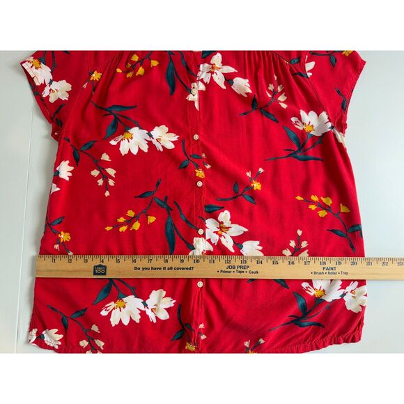 Old Navy Women's Red Floral Button Front Blouse Top Size XS - Picture 7 of 9